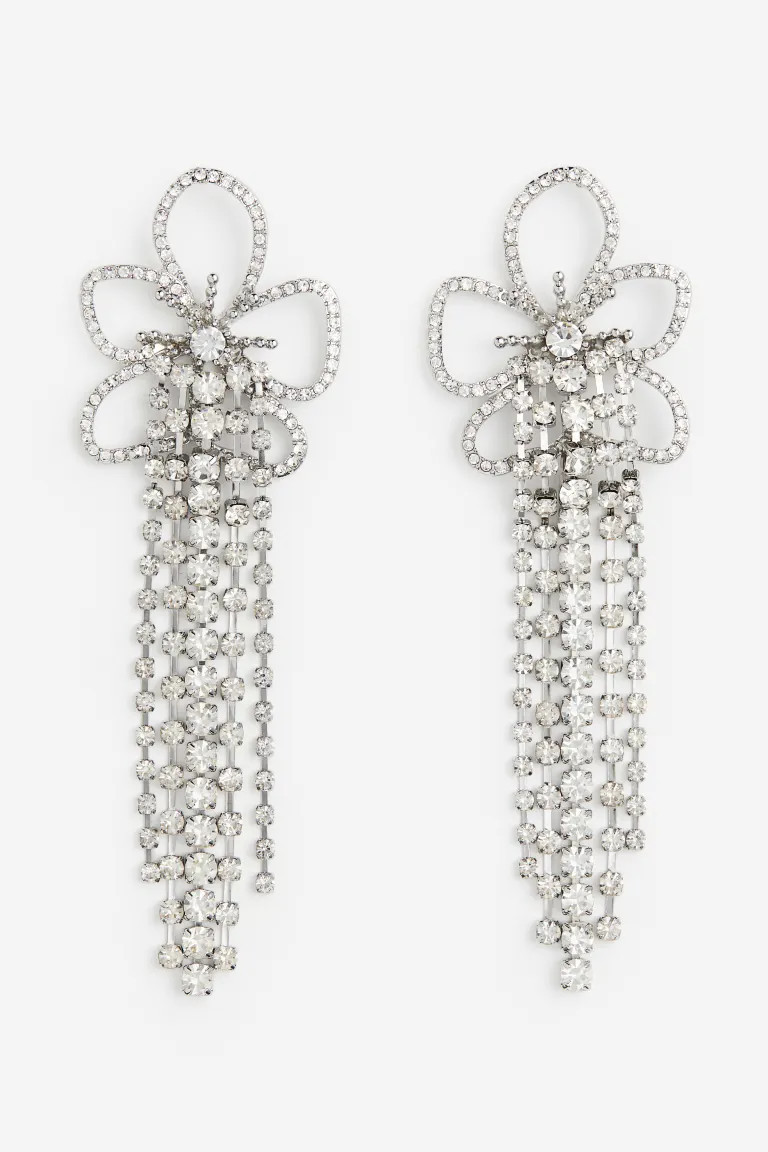 Pendientes de strass - Plateado - MUJER | H&M ES | H&M (FR, IT, ES, PT, BE)