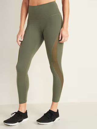 High-Waisted Elevate 7/8-Length Mesh-Splice Compression Leggings For Women | Old Navy (US)