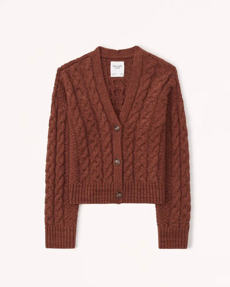 Chenille Cable Short Cardigan | Abercrombie & Fitch (US)