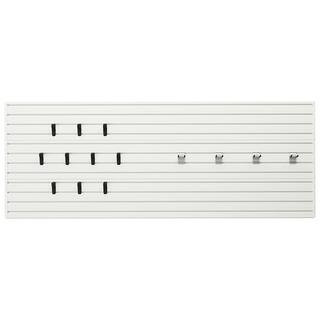 36 in. H x 96 in. W Modular Garage Slat Wall Panel Set with Storage Hooks in White (14-Piece) | The Home Depot