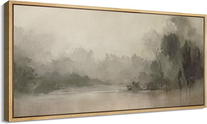 SIGNFORD Extra Large Framed Canvas Print Wall Art Misty Forest Abstract Landscape Illustrations M... | Amazon (US)