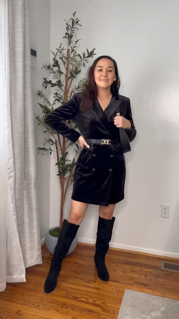 @express velvet blazer dress, work outfit, winter outfit 

#LTKVideo #LTKsalealert #LTKstyletip