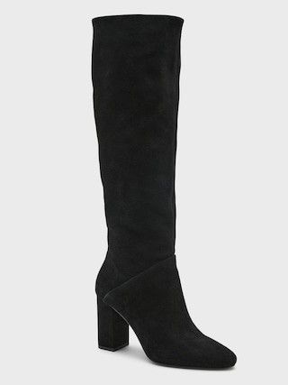 Tall Suede Slouchy Boot, Thanksgiving Outfit, Thanksgiving Outfit Womens, Black Knee High Boots | Banana Republic (US)