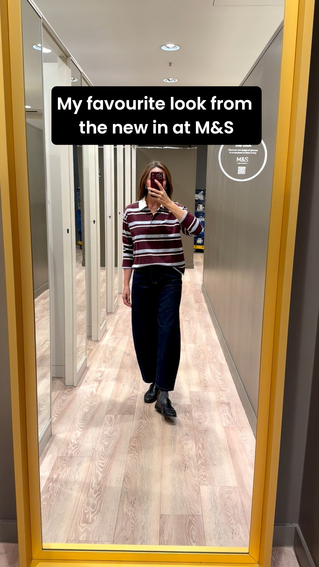 I popped into M&S and fell in love with this new- in look. The miu miu dupe rugby shirt is the perfect colour and the incredible barrel jeans now come in this fabulous indigo mix wash. 
I’m in a 14 top and 10 short jeans

#LTKwinter #LTKstyletip #LTKuk