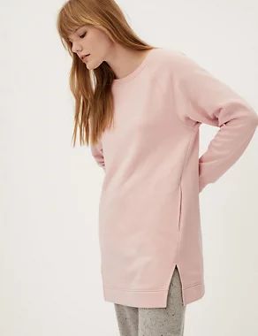 Cotton Crew Neck Longline Sweatshirt | M&S Collection | M&S | Marks & Spencer (UK)