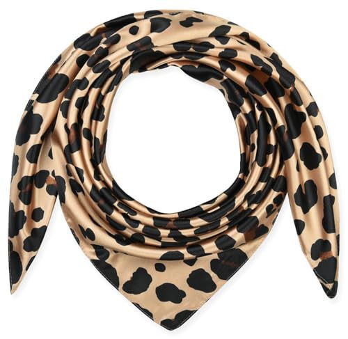 corciova 35 x 35 Leopard Square Silk Like Women Hair Scarf Head Wrap Satin Bandana Headband Headscarf Sleeping at Night | Amazon (UK)