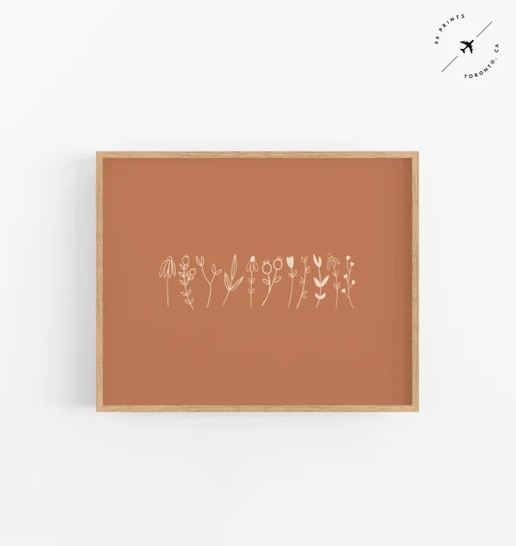 Burnt Orange Wildflower Printable Floral Wall Art Flower | Etsy | Etsy (US)