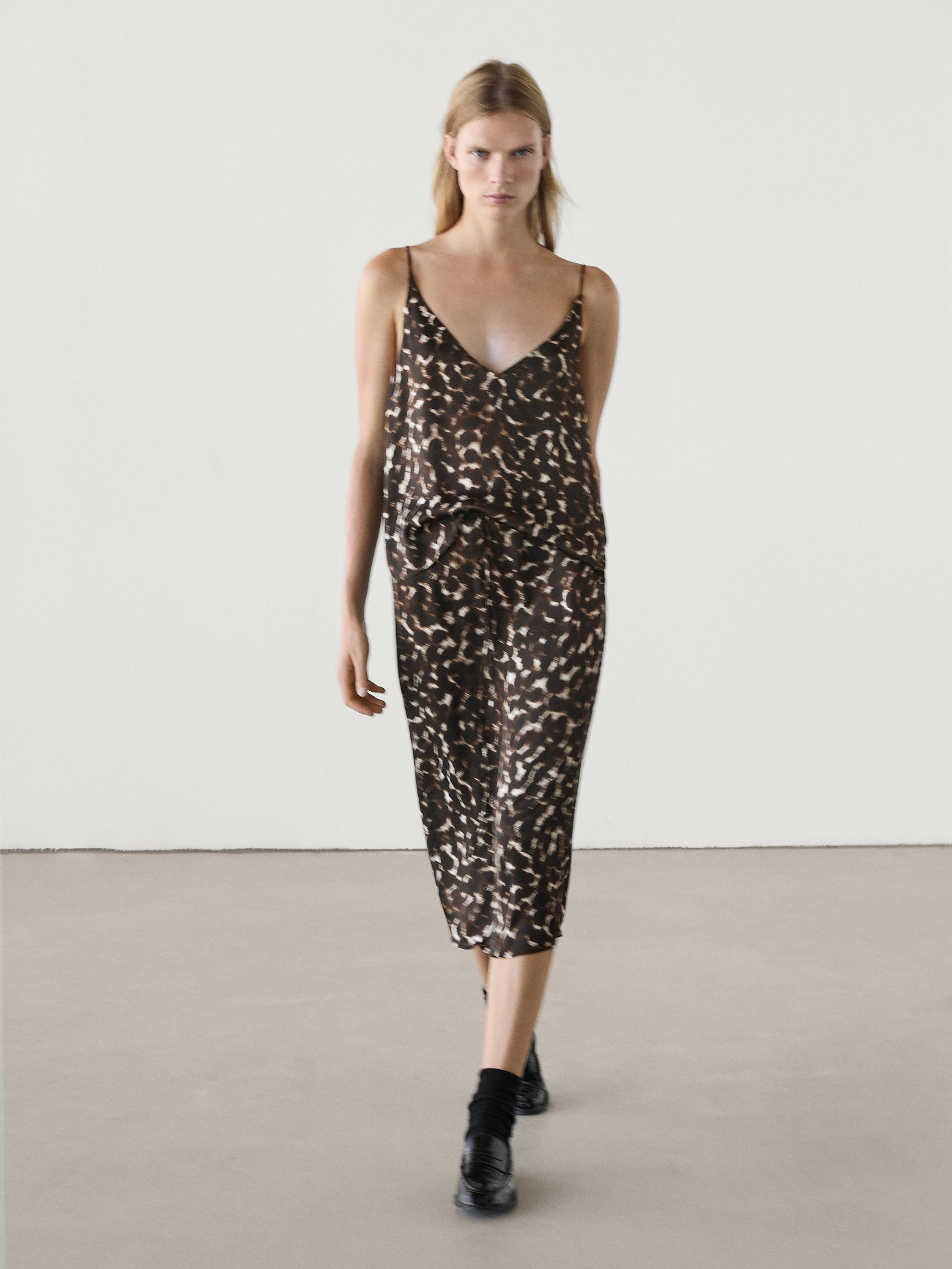 Animal print midi skirt co-ord | Massimo Dutti US