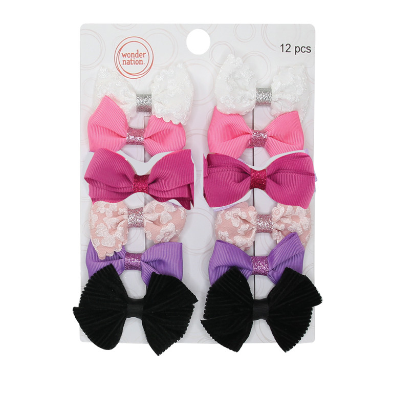 Wonder Nation Girls Assorted Bow Salon Clips, 12-Piece, Multi - Walmart.com | Walmart (US)