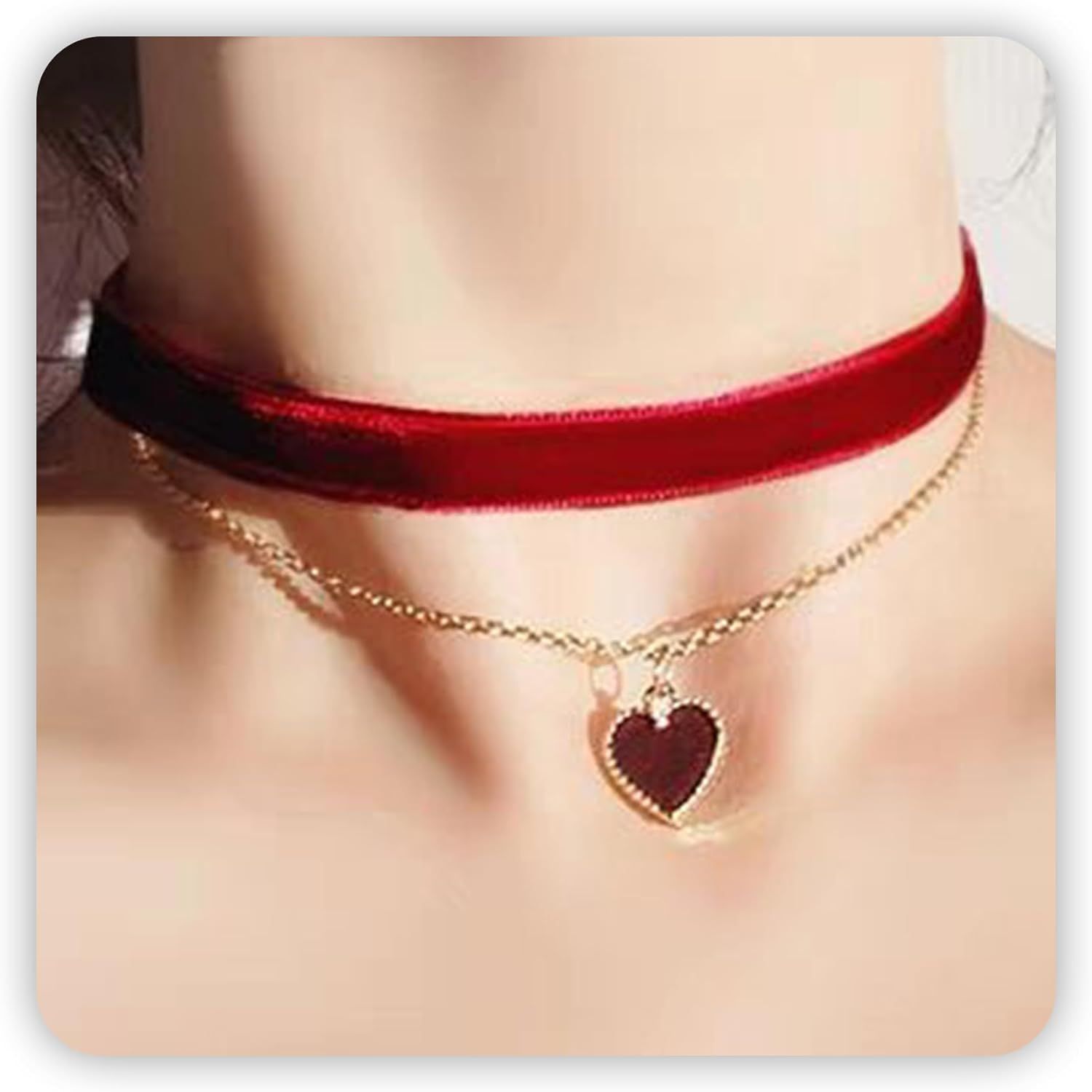 DAYANEY Valentines Day Gifts For Her Heart Necklace, Red Choker Necklace For Women, Vintage Choke... | Amazon (US)