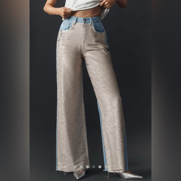 Anthropologie Pilcro Sequin High Rise Wide Leg Skater Jeans Size 26 - NWT! | Poshmark