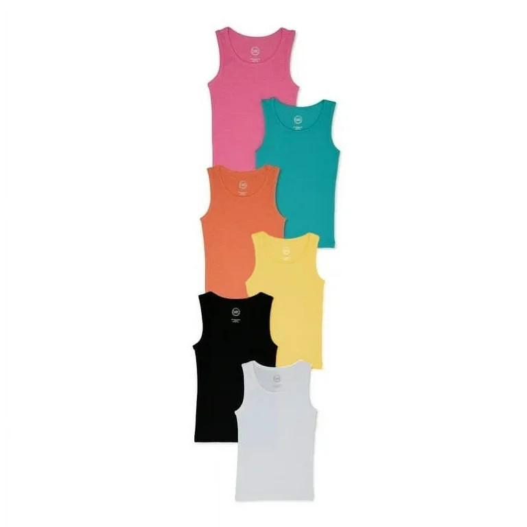 Wonder Nation Girls Kid Tough Tank Top, 6-Pack, Sizes 4-18 and Plus | Walmart (US)