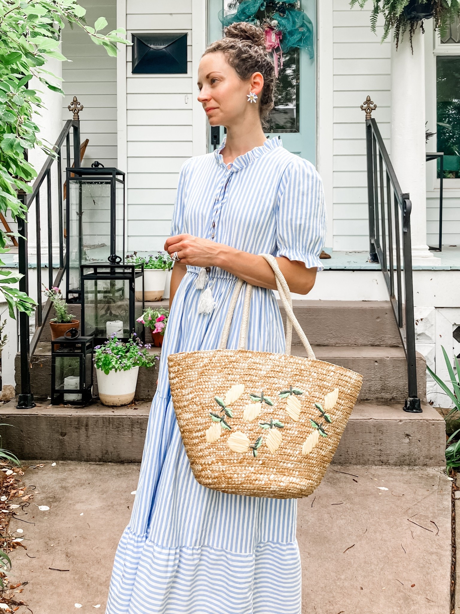 Modest summer dress!
Petite outfit. Modest outfit. Blue and white dress. Summer dress  

#LTKOver40 #LTKPetite #LTKFindsUnder50
