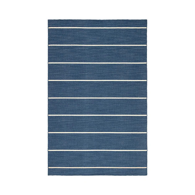 Cos Cob Stripe Wool Rug - Navy | Cailini Coastal