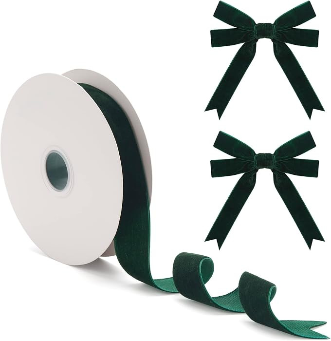 Coowayze Dark Green Velvet Ribbon for Christmas Tree Gift Wrapping 1 Inch×25Yd Wide Vintage Craf... | Amazon (CA)