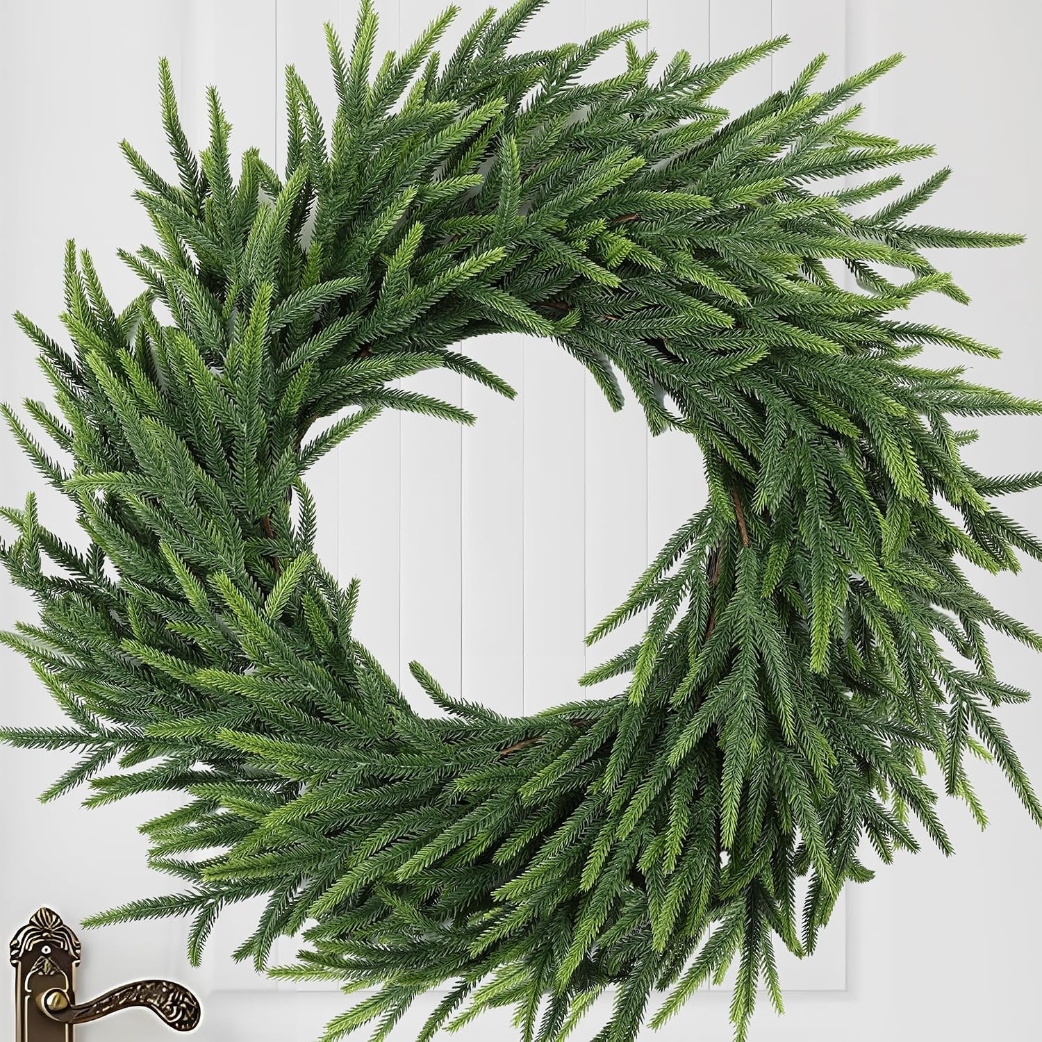26 Inch Pine Wreath Christmas Wreaths for Front Door, Real Touch Pine Wreath Large Artificial Green Wreaths for Walls Windows Porches Farmhouse Indoor Outdoor Home Decor | Amazon (US)