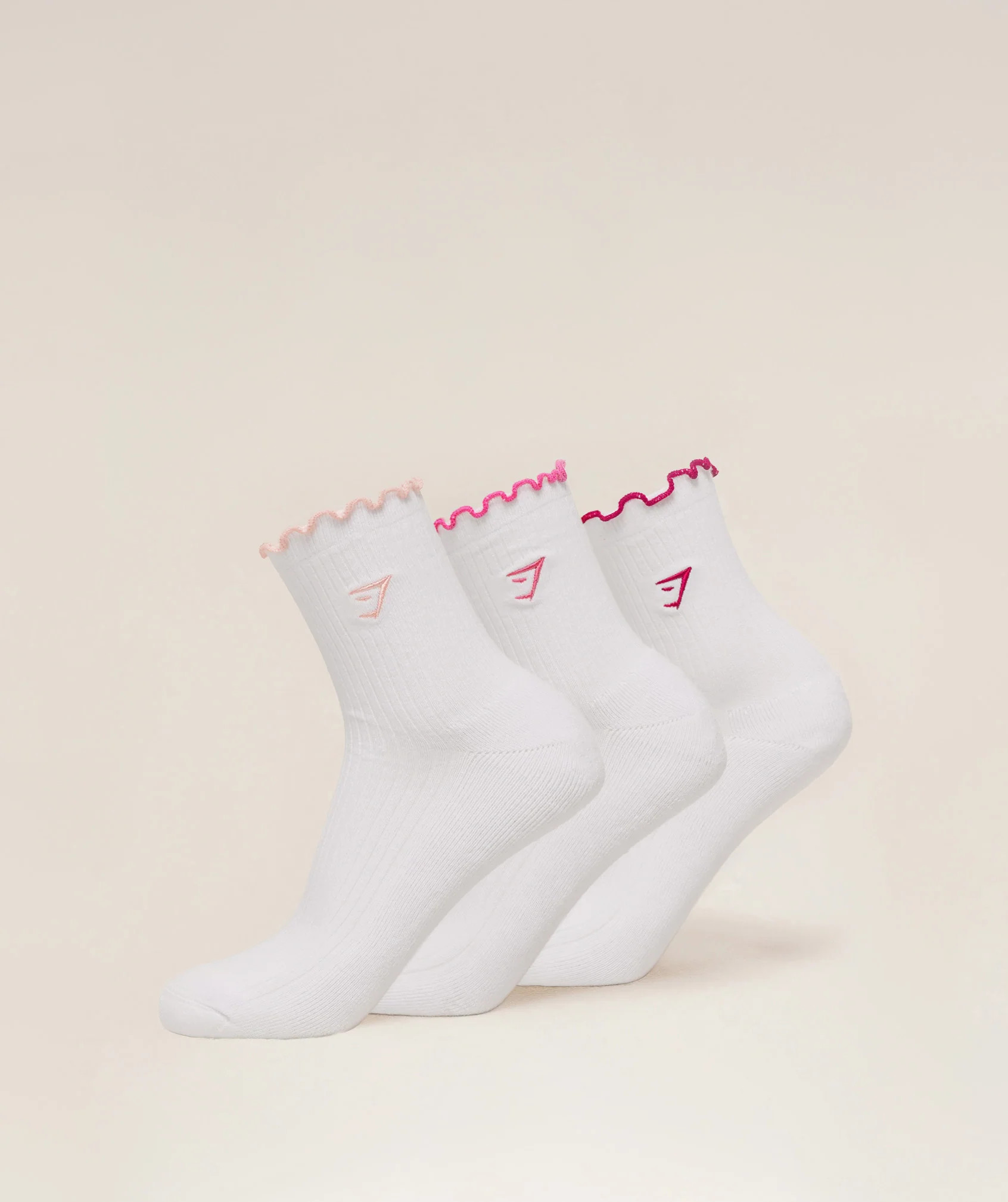 Gymshark Midi Frill Socks 3pk - Cloud Pink/Energy Pink/Build Pink | Gymshark US