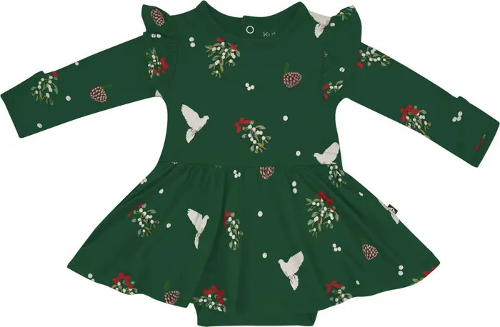 Mistletoe Print Twirl Long Sleeve Skirted Bodysuit | Nordstrom Rack