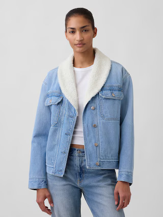 Sherpa-Lined Shawl Denim Jacket | Gap (US)