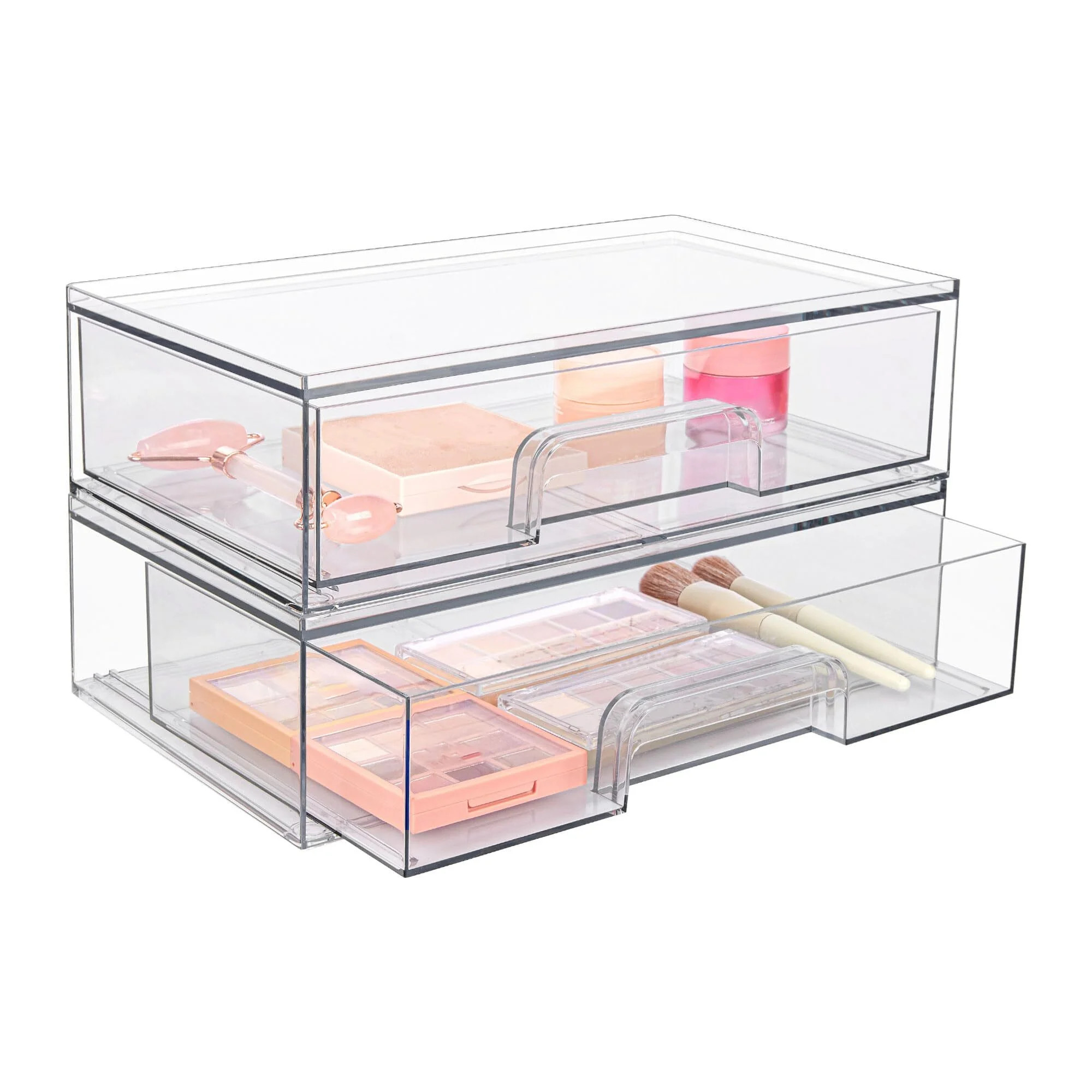 Vtopmart 12''W Stackable Storage Drawers, Clear Acrylic Drawer Organizers with Handles, 2pcs | Walmart (US)