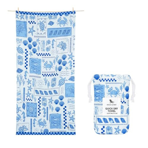 Dock & Bay Beach Towel - Quick Dry, Sand Free - Compact, Lightweight - 100% Recycled - Includes Bag - Grecian Shores - Large (160x90cm, 63x35) | Amazon (US)