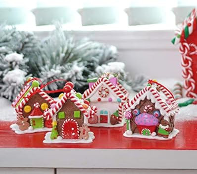 Christmas Gingerbread House Ornaments Candy House Hanging Ornaments Desktop Adornment Christmas T... | Amazon (US)
