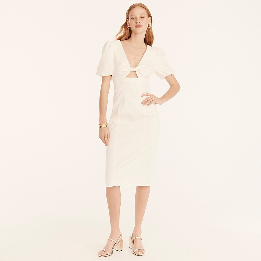 Cutout puff-sleeve dress in cotton twill | J. Crew US