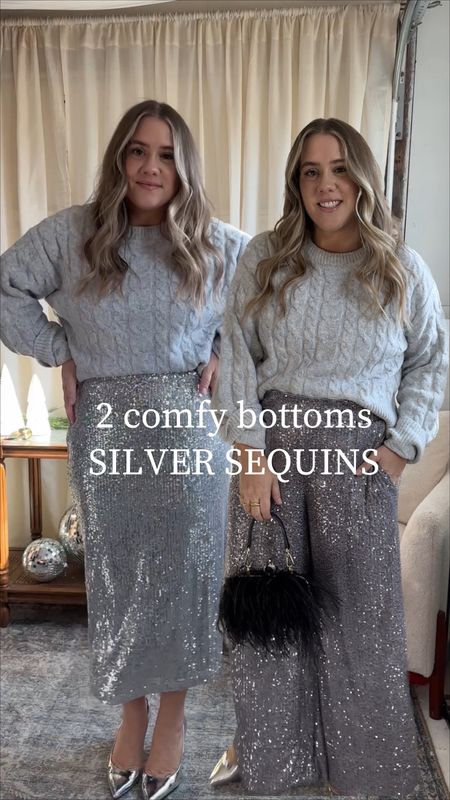 Pants- tts but if under 5’5 will need to be hemmed. I used the new sew hem tape and it was perfect! 

Skirt - tts

Sweater- slightly cropped. I sized up one ( super soft!) 



Silver sequin holiday outfit ideas

#LTKHoliday #LTKmidsize #LTKparties