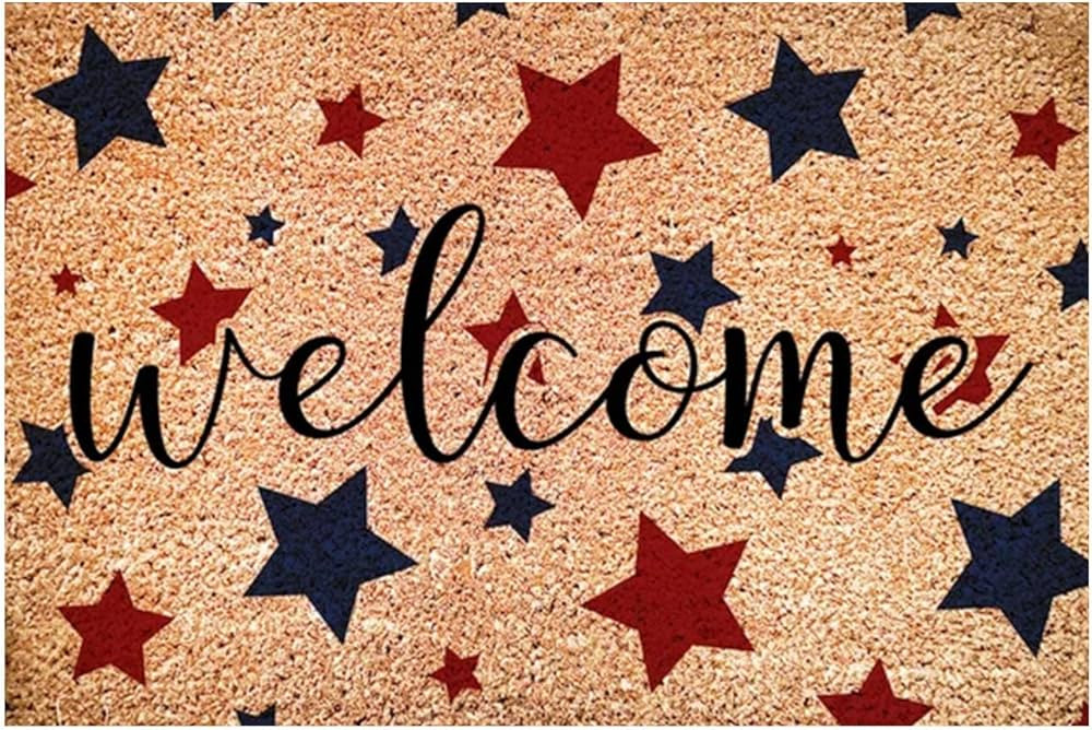 Rvikurc 4th July Coir Door Mats Outdoor, Home Front Patriotic Welcome Mats Rugs Bedroom Corridor ... | Amazon (US)