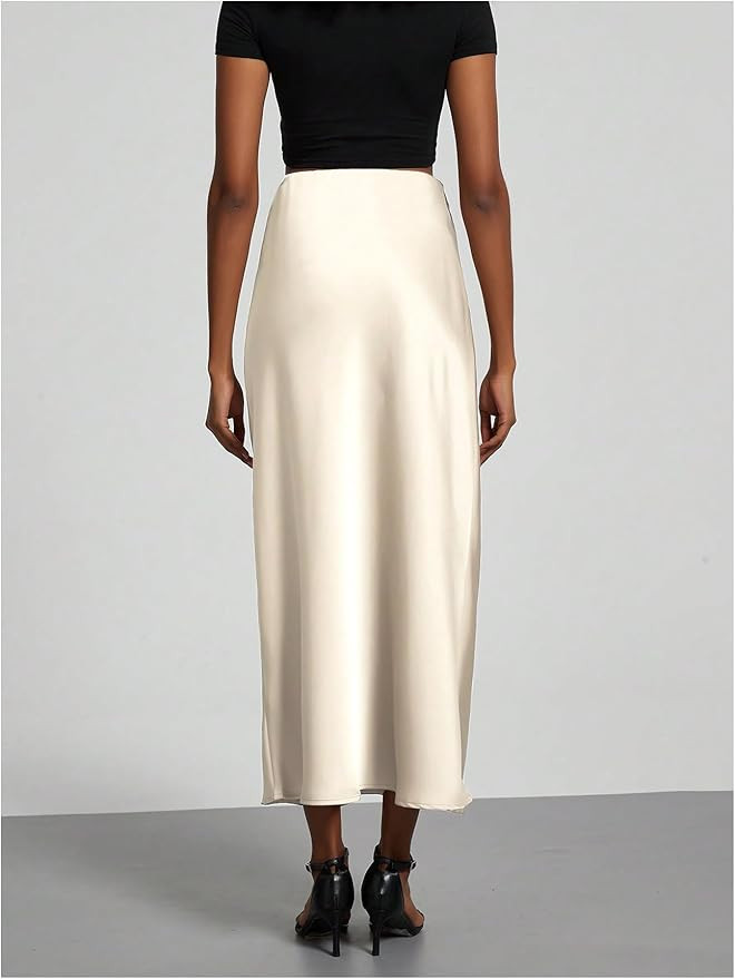 SOLY HUX Satin Skirts Midi Skirt | Amazon (US)