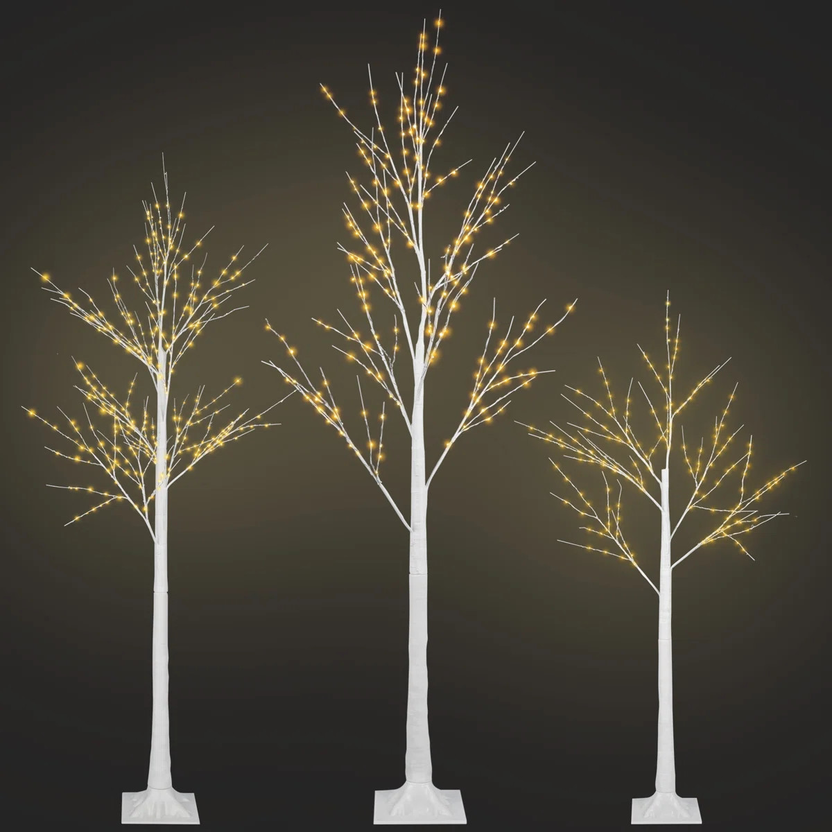 3-Piece White Lighted Artificial Christmas Trees for Decoration, Christmas Wedding Party Decorati... | Wayfair North America