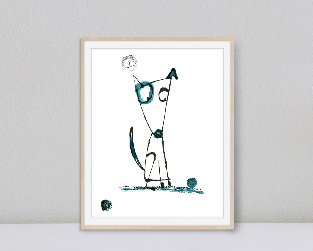 Cute Dog With Ball Art Whimsical Digital Download Dog Print - Etsy | Etsy (US)