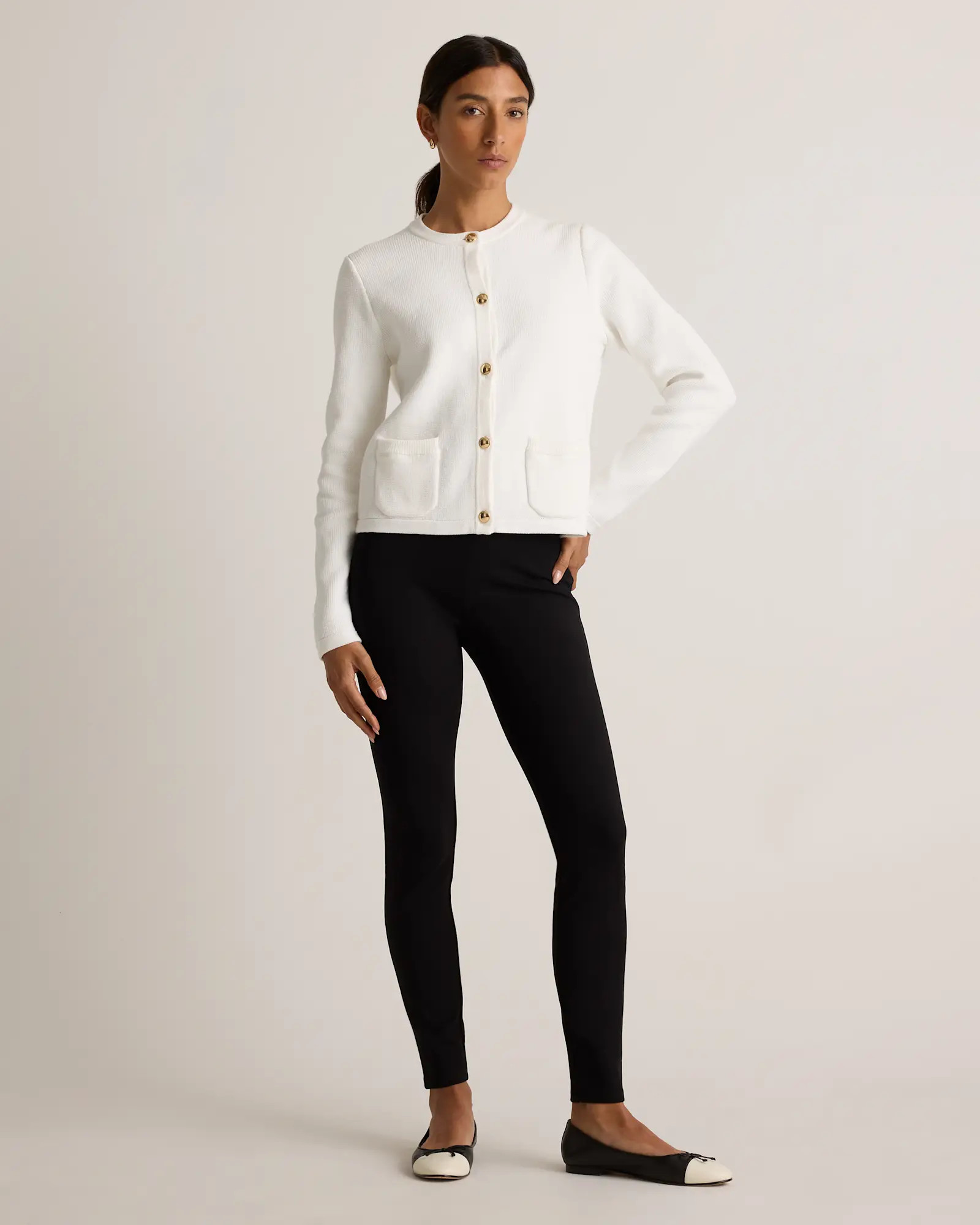100% Organic Cotton Sweater Jacket in Ivory | Quince