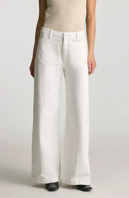 Mavi Jeans Christine Patch Pocket Wide Leg Jeans in White Classic Denim at Nordstrom, Size 32 30 | Nordstrom