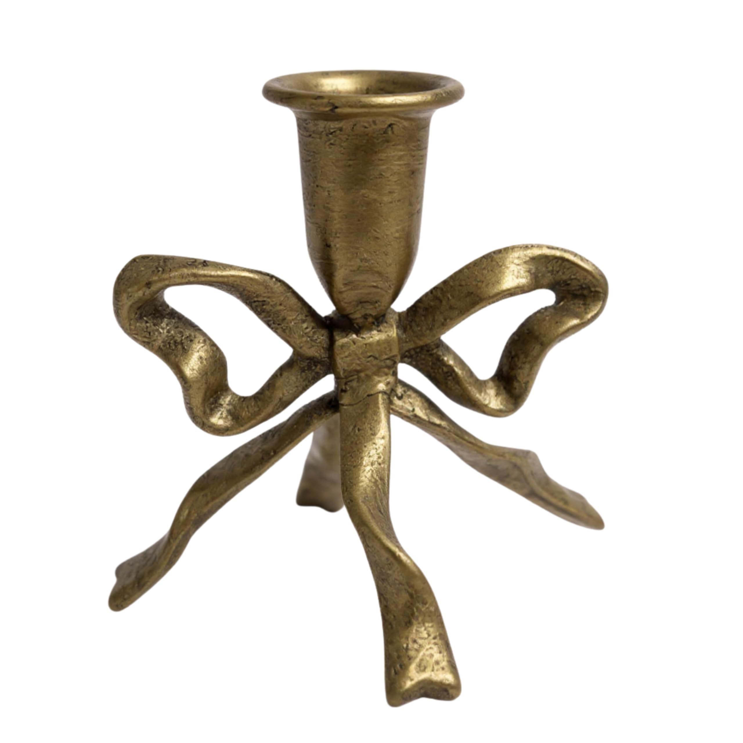 Bow Candle Holder, Bow Metal Taper Candle Holder 5" H x 4.81 W, Gold, Black, Decorative Candle Ho... | Amazon (US)