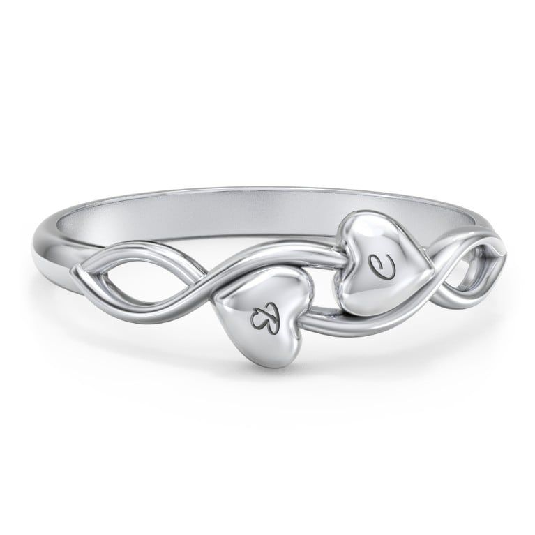 Engravable Initial Heart and Infinity Ring | Jewlr