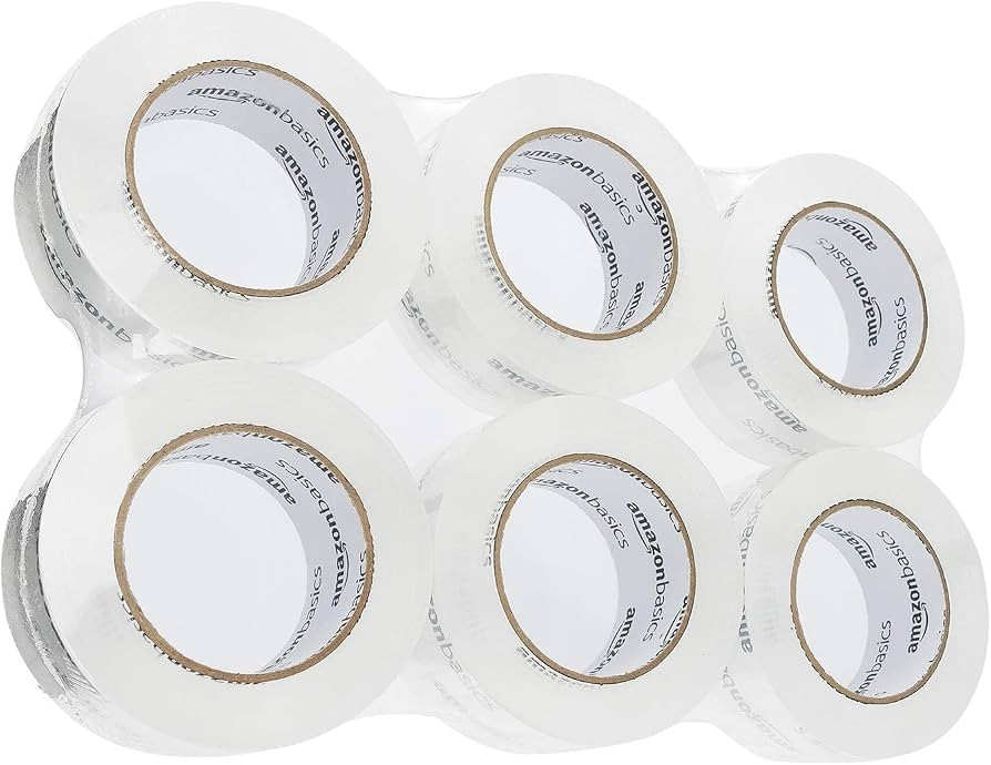 Amazon.com : Amazon Basics Packing Tape, Strong & Durable for Moving, Storage, Shipping, Mailing and Sealing, Crystal Clear, 1.88" x 109 Yards, 6-Pack : Office Products | Amazon (US)