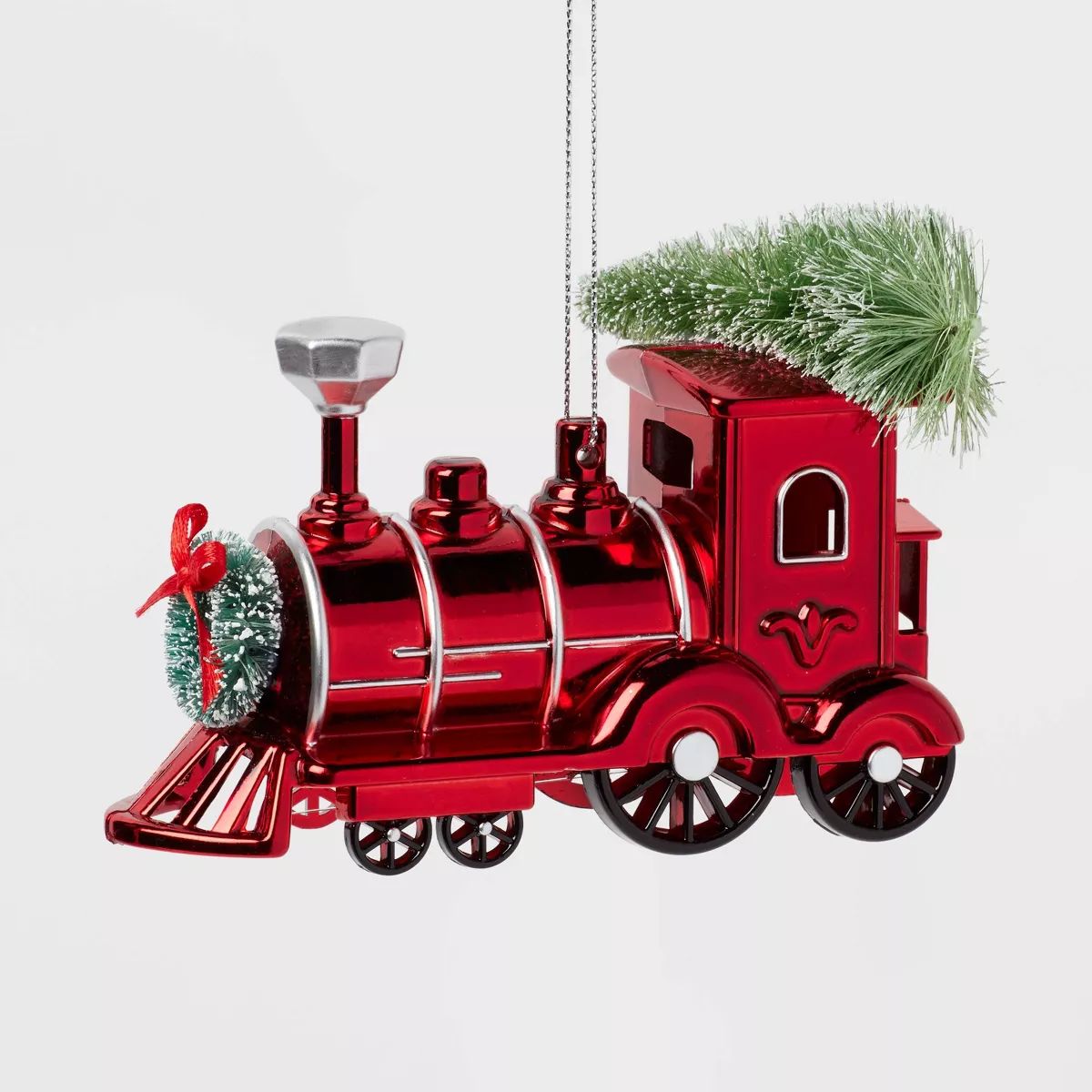 Train Engine with Wreath and Tree Christmas Tree Ornament Red - Wondershop™ | Target