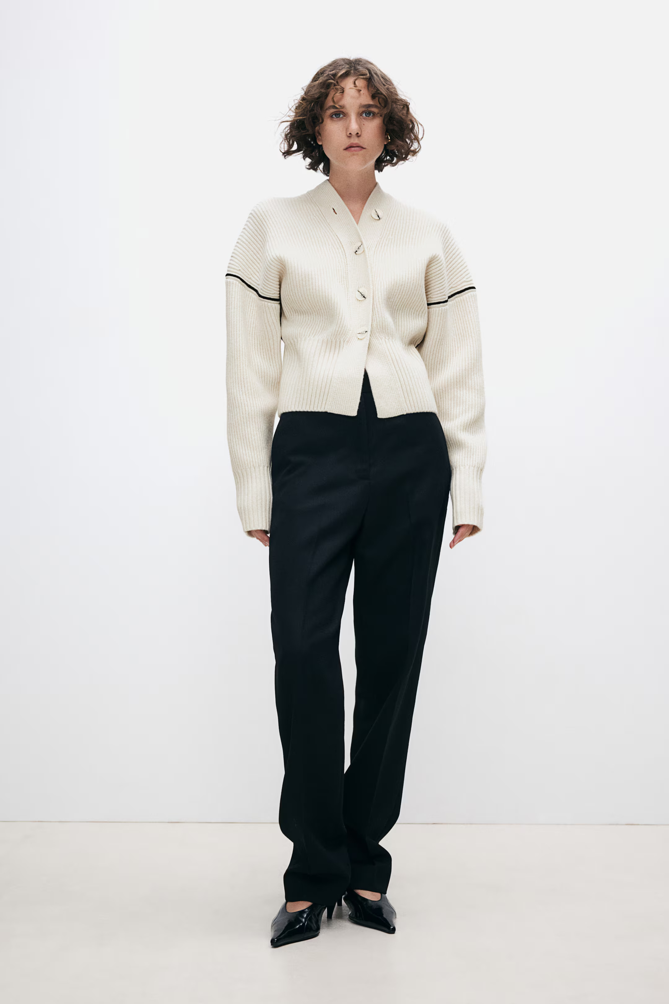 Oversized Rib-Knit Wool Cardigan - Cream - Ladies | H&M CA | H&M (US + CA)