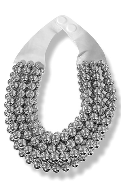 Carla Rhodium Smooth Bead Statement Necklace | The Willow Tree