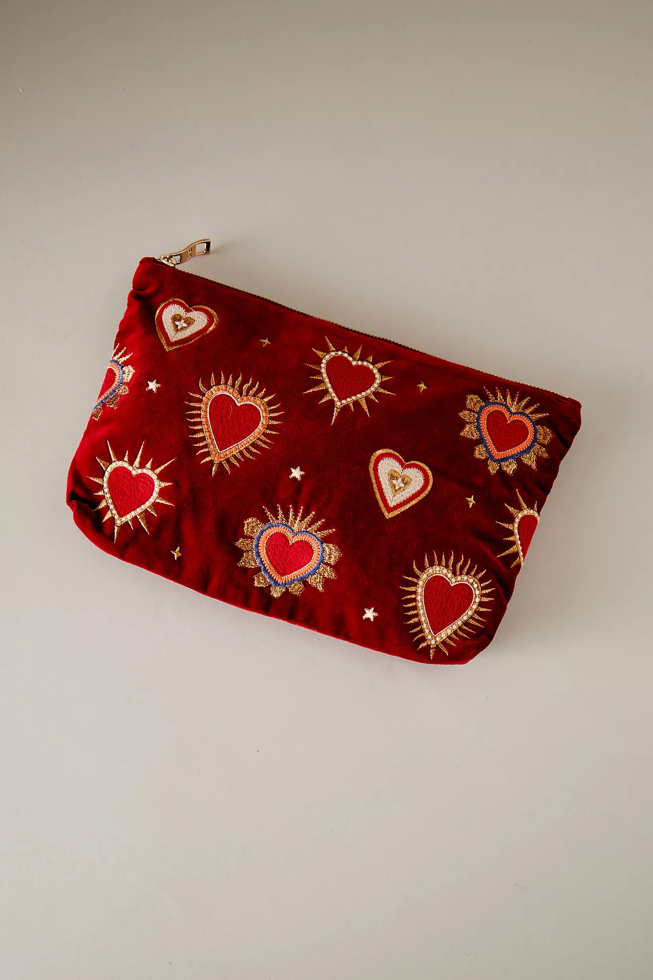 Elizabeth Scarlett Heart Embroidered Makeup Bag | Anthropologie (UK)