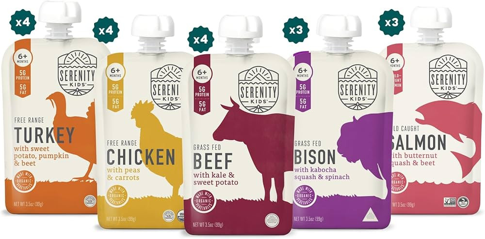 Serenity Kids 6+ Months Ethically Sourced Meat Baby Food Puree Pouches Variety Pack - 18 count (3... | Amazon (US)