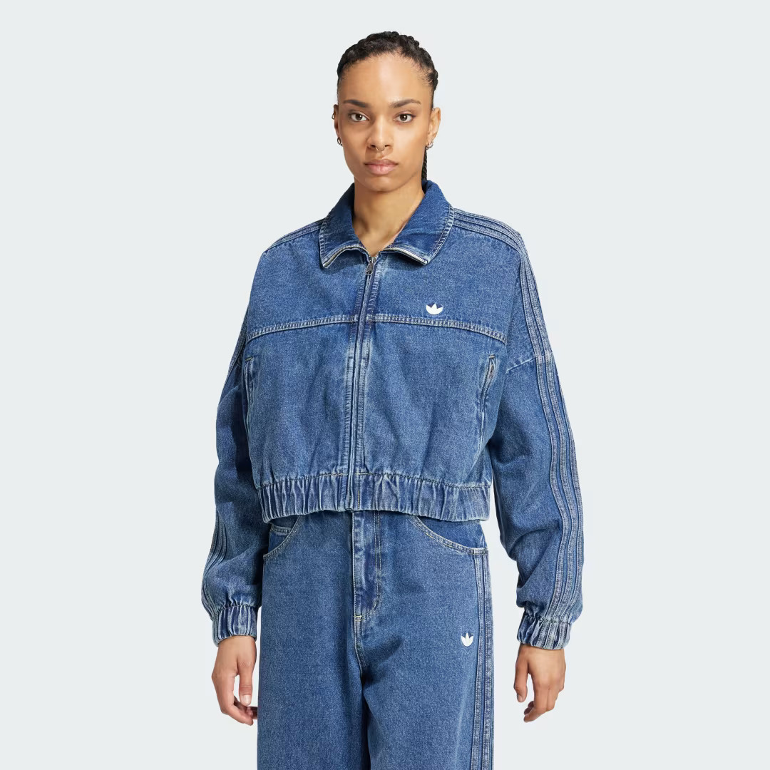 adidas Premium Essentials Denim Track Top Light Denim 2XS Womens | adidas (US)