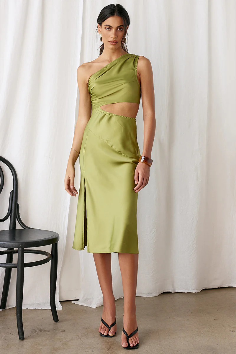 Evening Calling Midi Dress Green | Fortunate One