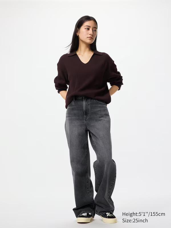 Wide Straight Jeans (Shorter) | UNIQLO (UK)