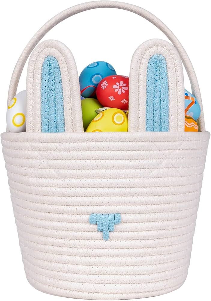 CubesLand Easter Basket for Boys Girls Easter Bunny Basket with Rabbit Ears, Easter Egg Hunting B... | Amazon (US)