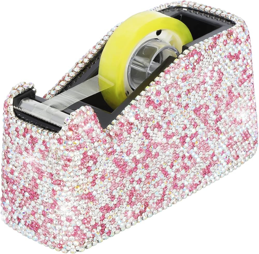 Bling Crystal Luxury Handmade Diamond Desktop Tape Dispenser for Fashion Girls Women (Pink) | Amazon (US)