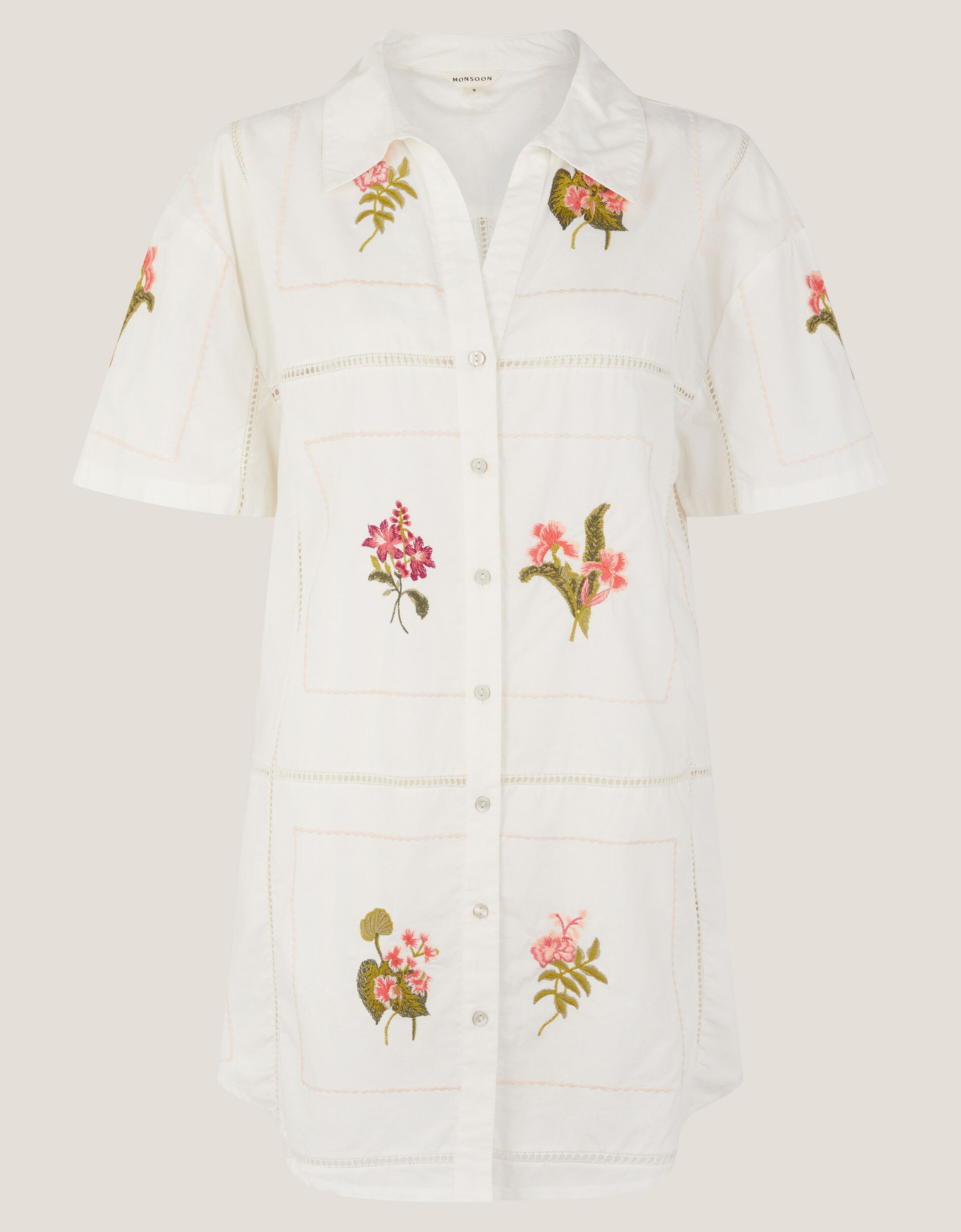 Luna Floral Embroidered Shirt White | Monsoon (UK)