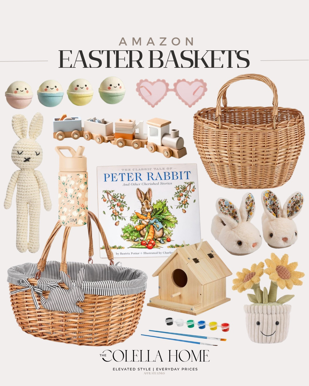 Amazon Easter basket must haves include wicker baskets, flower stuffed animal, bunny slippers, bird house craft, book, heart sunglasses, wooden train, bath bombs, water bottle, and bunny stuffed animal.

Easter, kids Easter basket, Easter basket must havess include

#LTKSeasonal #LTKKids #LTKSpringSale