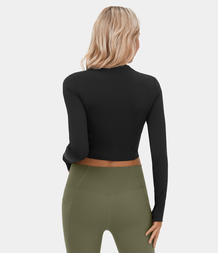 Women’s Cloudful™ Fabric Half Zip Long Sleeve Thumb Hole Cropped Golf Sports Top - HALARA | HALARA